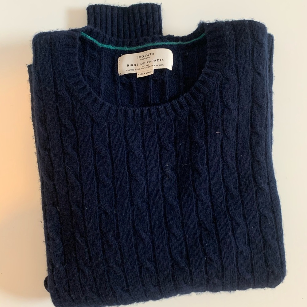 Blue cashmere blend knit sweater